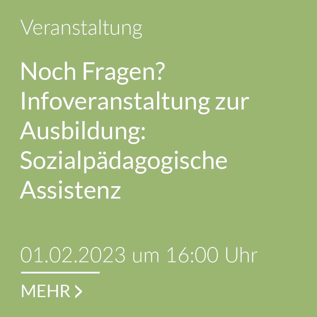 Infoveranstaltung Sozialpädagogische Assistenz 01.02.23 | 16 Uhr